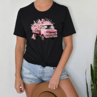 Alternative view of Tee Shirt Printed Beautiful Vintage Flower Truck Watercolor Pickup Truck Art #01
