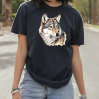Alternative view of Tee Shirt Printed Beautiful Wolf Watercolor Art #02