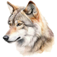 Tee Shirt Printed Beautiful Wolf Watercolor Art #04