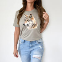 Alternative view of Tee Shirt Printed Beautiful Wolf Watercolor Art #04