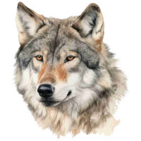 Tee Shirt Printed Beautiful Wolf Watercolor Art #07