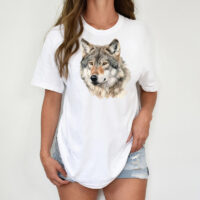 Alternative view of Tee Shirt Printed Beautiful Wolf Watercolor Art #07