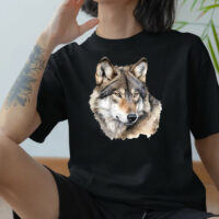 Alternative view of Tee Shirt Printed Beautiful Wolf Watercolor Art #08
