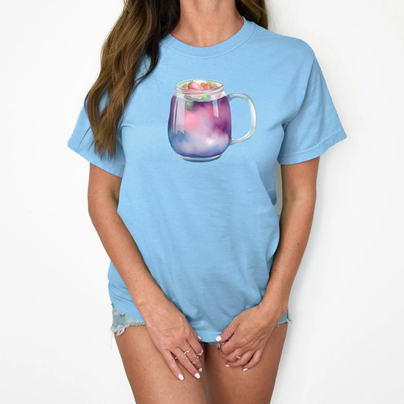 Tee Shirt Printed Beautiful Cocktails Watercolor Art #15 - Image 2