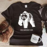 Tee Shirt Printed Canada Bear Facing Paw Up FREE NAMEDROP