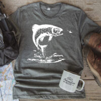 Alternative view of Tee Shirt Printed Canada Fish Leaping with Fly FREE NAMEDROP