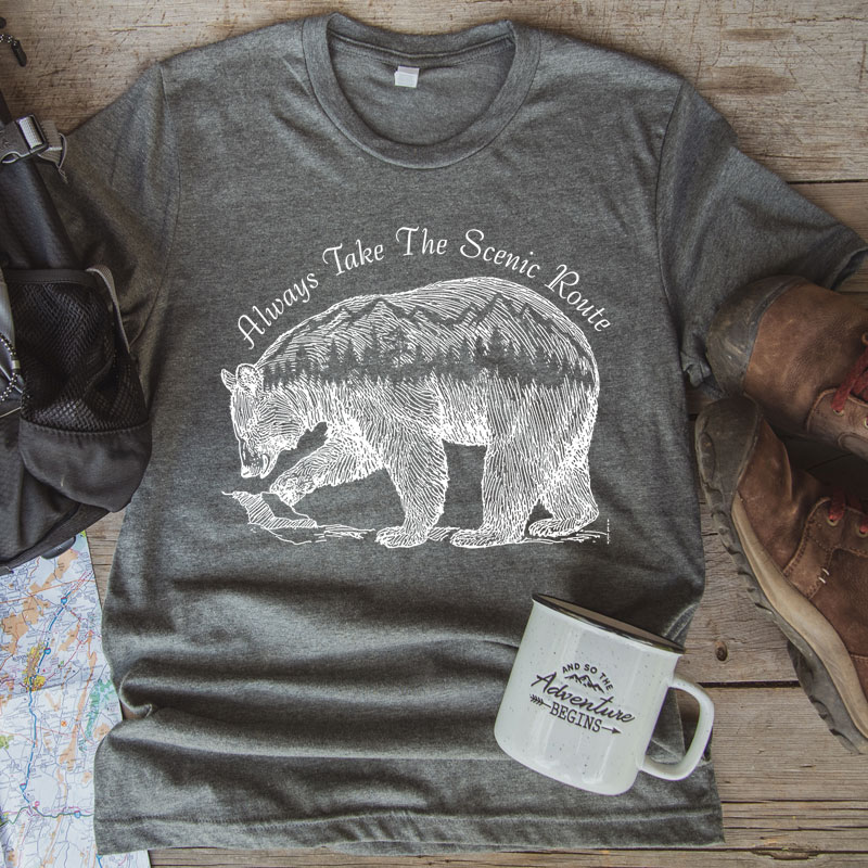 Tee Shirt Printed Canada Bear Side Always Take The Scenic Route White - Image 2