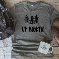 Tee Shirt Printed Canada Up North 3 Trees FREE NAMEDROP