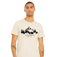 Tee Shirt Printed Canada True North Strong and Free Black Mountains Imagery