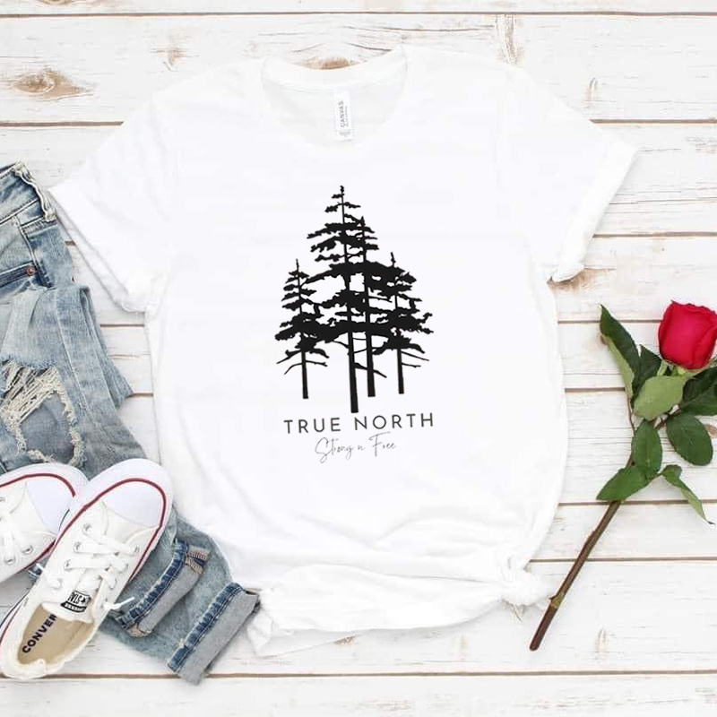 Tee Shirt Printed Canada True North Strong n Free 3 Trees Imagery - Image 3