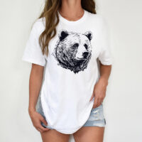 Alternative view of Tee Shirt Printed Sketch Monotone Bear Art #01