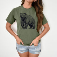 Alternative view of Tee Shirt Printed Sketch Monotone Bear Art #03