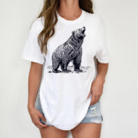 Alternative view of Tee Shirt Printed Sketch Monotone Bear Art #05