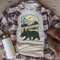 Tee Shirt Printed Canada Bear Mountain Sun Eagle CUSTOMIZE NAME