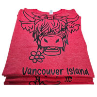 Tee Shirt Printed Country Highland Cow With Plain Bow