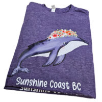Tee Shirt Printed Beautiful Whale & Flowers FREE NAMEDROP