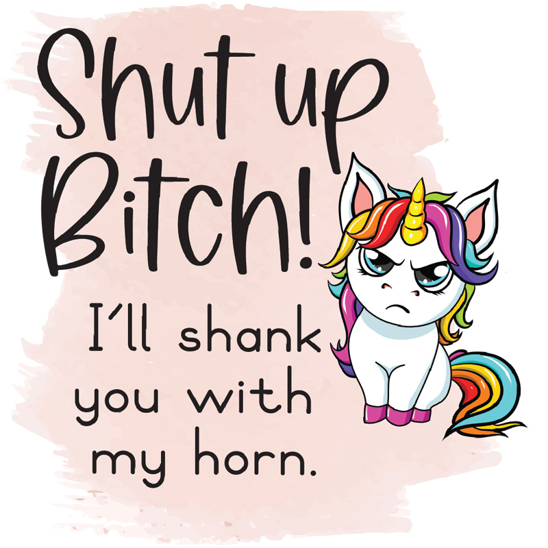 Tee Shirt Printed Sarcastic Humour Shut Up B**tch I'll Shank You..