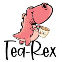 Tee Shirt Printed Sarcastic Humour Tea-Rex Funny Raptor with Teacup