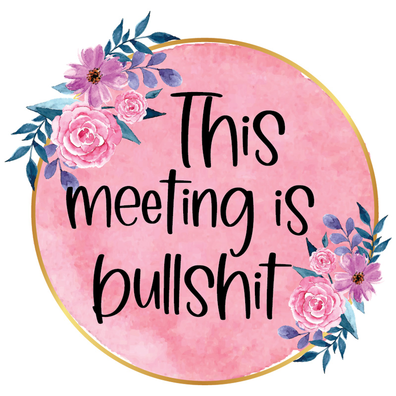 Tee Shirt Printed Sarcastic Humour Watercolor Circle THIS MEETING IS BULLSHIT