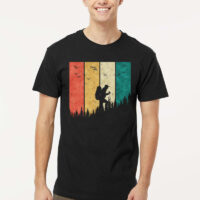 Alternative view of Tee Shirt Printed Outdoors Hiking Hiker Trees Silhouette 4 Colored Panels