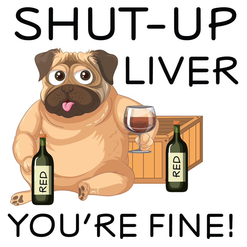 Tee Shirt Printed Adult Humour Explicit SHUT UP LIVER YOU'RE FINE!