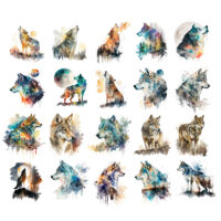 Ceramic Mug Printed Beautiful Watercolor Art Fierce Forest Wolves Pick Your Design 11oz Capacity