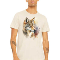 Tee Shirt Printed Beautiful Watercolor Art Fierce Forest Wolves #12