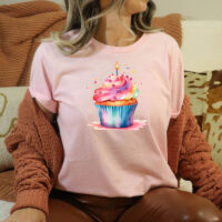 Tee Shirt Printed Beautiful Watercolor Art Pastel Birthday Celebration #02