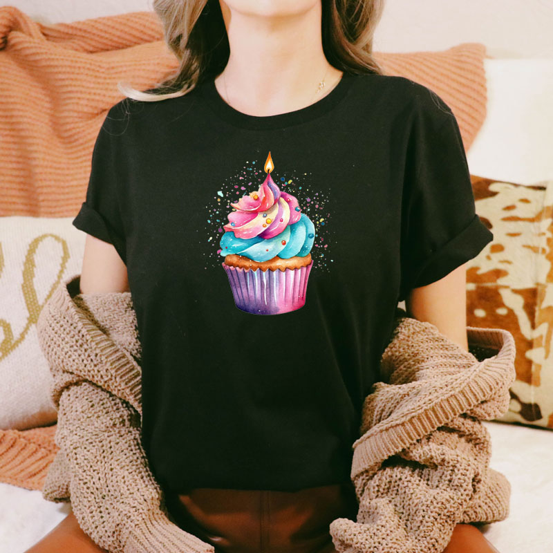 Tee Shirt Printed Beautiful Watercolor Art Pastel Birthday Celebration #03