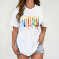 Tee Shirt Printed Beautiful Watercolor Art Pastel Birthday Celebration #10