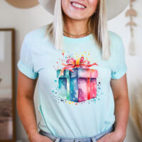 Tee Shirt Printed Beautiful Watercolor Art Pastel Birthday Celebration #12