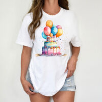 Tee Shirt Printed Beautiful Watercolor Art Pastel Birthday Celebration #17