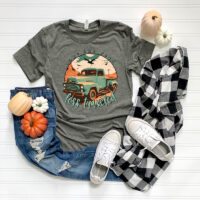 Tee Shirt Printed Vintage Retro Pickup Truck Take the Road Less Traveled