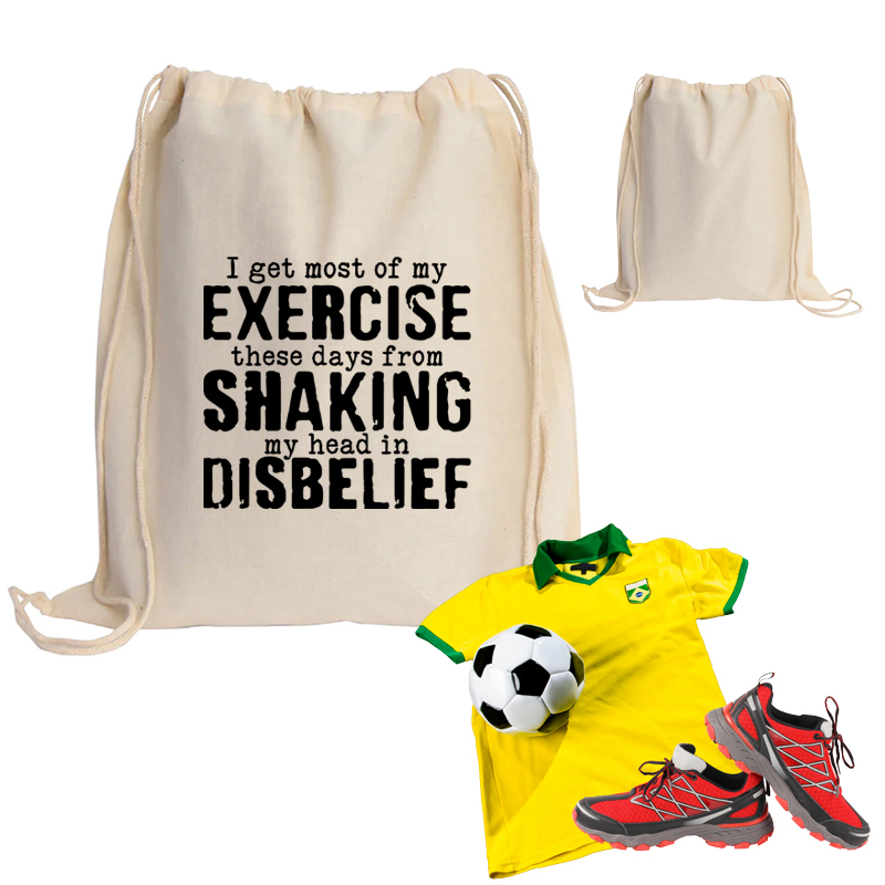 16"W x 17.5"H 5oz Canvas Drawstring Sports Backpack All Natural PICK A DESIGN FROM OUR SHIRTS CATALOGUE - Go to the shirt design you like, SAVE the jpeg and attach the image file here