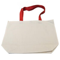 Alternative view of 18”W x 5"D x 14”H 8 oz Cotton Canvas Fashion Bag with Magnetic Button Red Straps PICK A DESIGN FROM OUR SHIRTS CATALOGUE - Go to the shirt design you like, SAVE the jpeg and attach the image file here