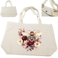 18”W x 5"D x 14”H 8 oz Cotton Canvas Fashion Bag with Magnetic Button Natural Straps PICK A DESIGN FROM OUR SHIRTS CATALOGUE - Go to the shirt design you like, SAVE the jpeg and attach the image file here