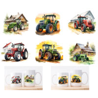 Alternative view of Ceramic Mug Printed 6 Designs WATERCOLOR ART FARM LIFE TRACTORS 11oz Capacity