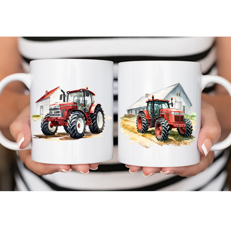 Ceramic Mug Printed 6 Designs WATERCOLOR ART FARM LIFE TRACTORS 11oz Capacity - Image 6
