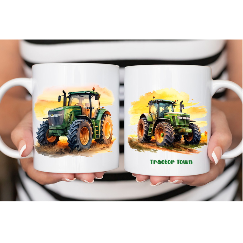 Ceramic Mug Printed 6 Designs WATERCOLOR ART FARM LIFE TRACTORS 11oz Capacity - Image 5