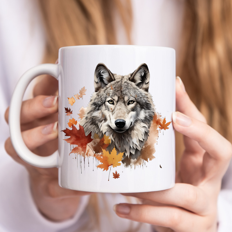 Ceramic Mug Printed 6 Designs WILDLIFE WOODLAND ANIMALS MAPLE LEAVES 6 Designs GROUP A 11oz Capacity *minimum order 6 mugs* (order in increments of 6) - Image 3