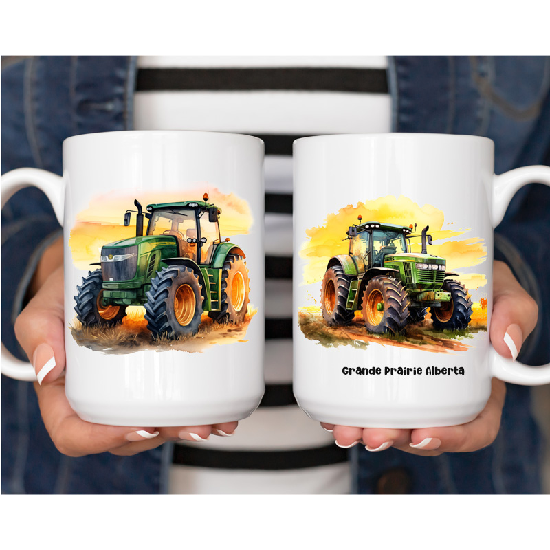 Ceramic Mug Printed 6 Designs WATERCOLOR ART FARM LIFE TRACTORS 15oz Capacity - Image 3