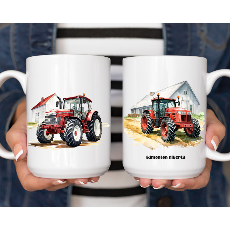Ceramic Mug Printed 6 Designs WATERCOLOR ART FARM LIFE TRACTORS 15oz Capacity - Image 5