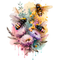 Alternative view of Tee Shirt Printed Bee Watercolour Art Three Honey Bees