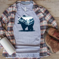 Alternative view of Tee Shirt Printed Adventure Outdoors Wildlife Silhouette Bear Mountains #02