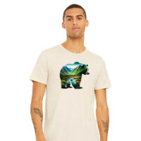 Tee Shirt Printed Adventure Outdoors Wildlife Silhouette Bear Mountains #03