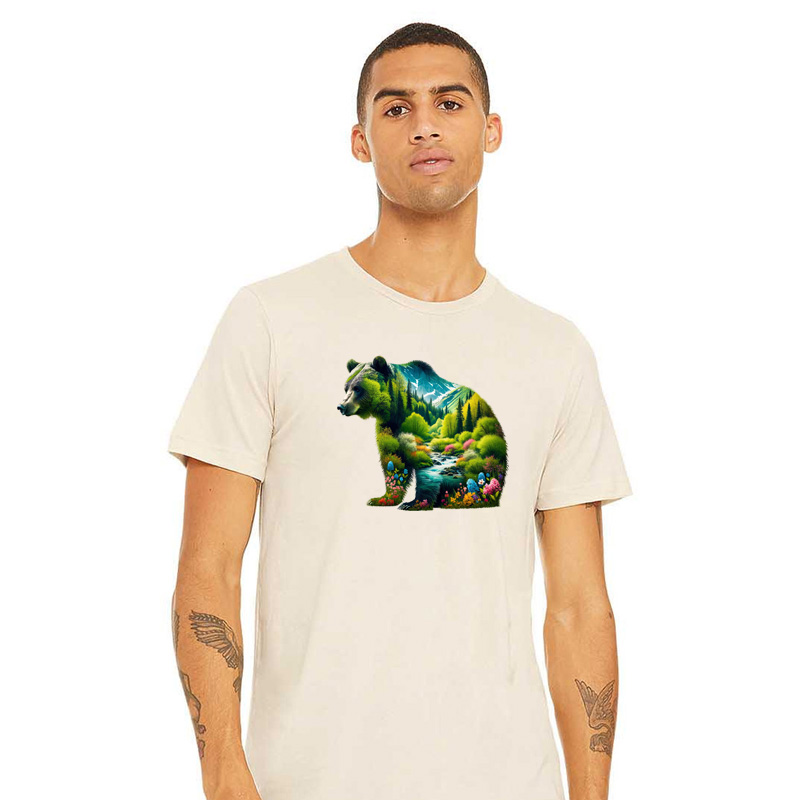 Tee Shirt Printed Adventure Outdoors Wildlife Silhouette Bear Mountains #04 - Image 2