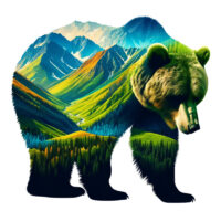 Alternative view of Tee Shirt Printed Adventure Outdoors Wildlife Silhouette Bear Mountains #05