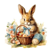 Tee Shirt Printed Watercolour Art Easter Bunnies #01