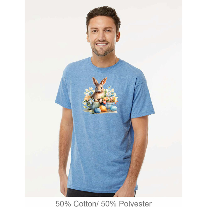 Tee Shirt Printed Watercolour Art Easter Bunnies #02 - Image 2