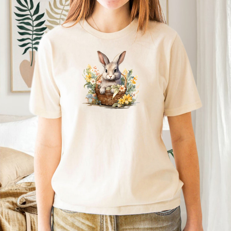 Tee Shirt Printed Watercolour Art Easter Bunnies #03